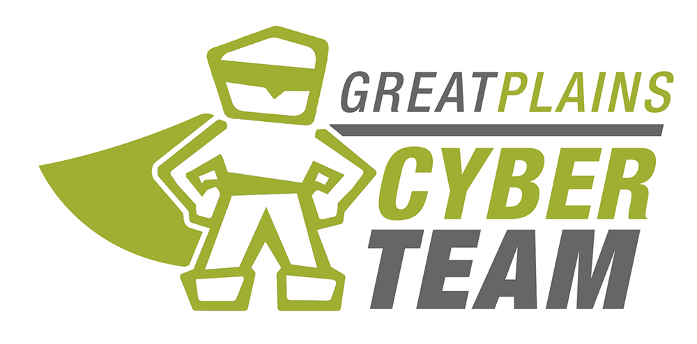 A person with a cape and the words Great Plains Cyberteam